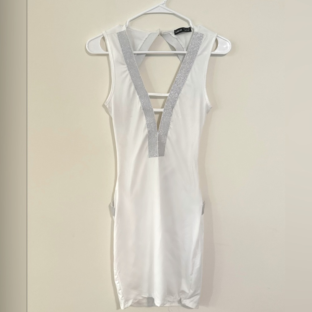 White, low back bodycon dress